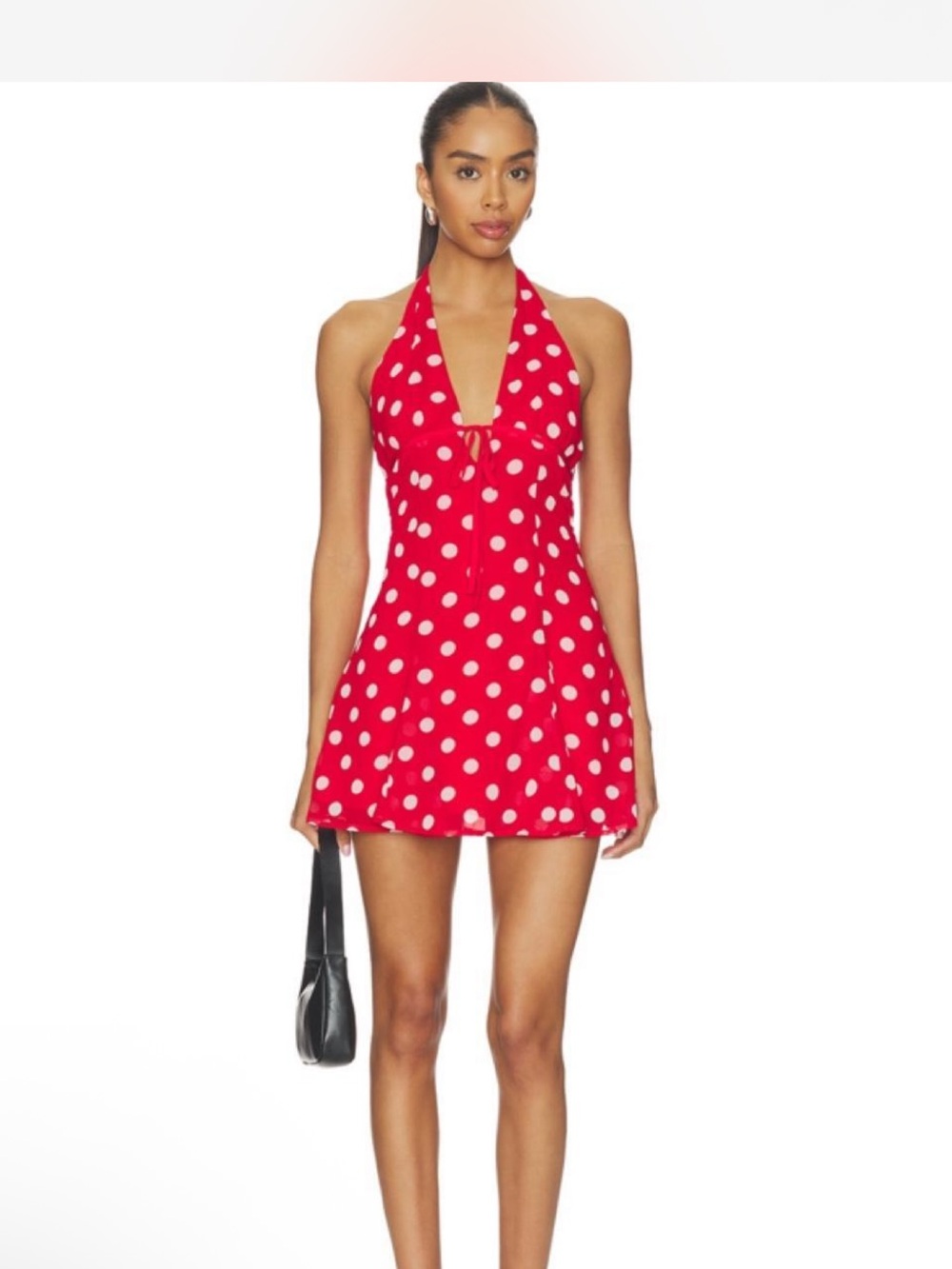 MORE TO COME OLIVEA HALTER MINI DRESS IN RED & WHITE DOT